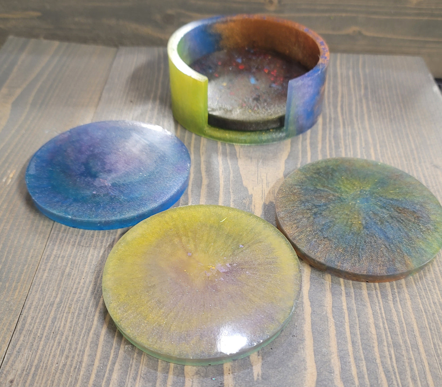 Coasters and holder